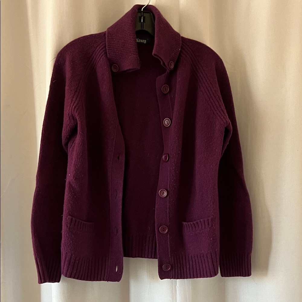 Lambs Wool Purple Button-Up Cardigan
